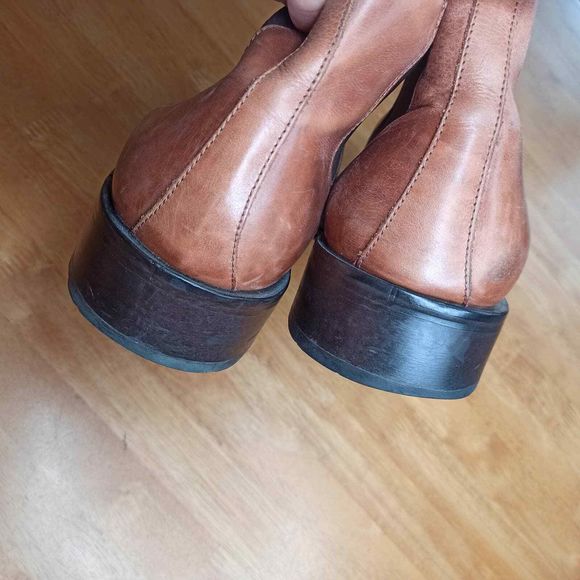 METROPOLITAN VIEW Men Dress Boots Size 13 Brown Italian Leather Slip On - Picture 5 of 11